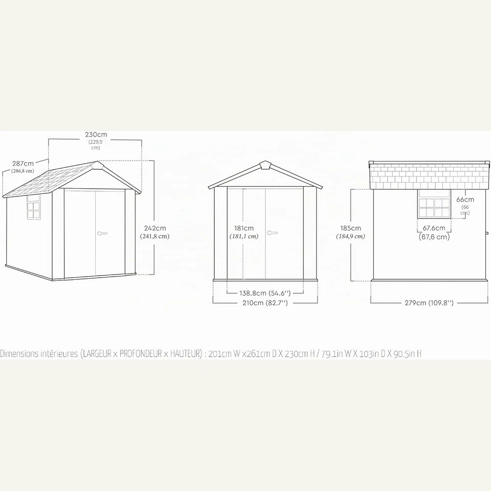 Vue principale de Abri de jardin Keter Oakland 6 m², parois effet bois peignables