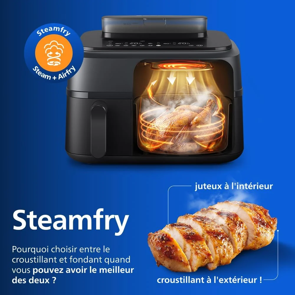 Vue principale de Philips Airfryer Série 5000, Double panier 9 L avec vapeur