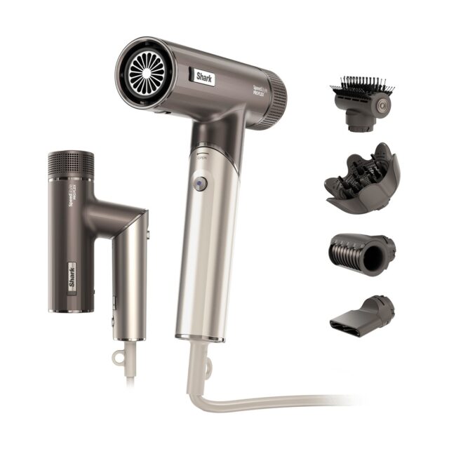 Shark SpeedStyle Pro FLEX HD542EU – Sèche-cheveux pliable 1 700 W, 4 embouts, moka — vue principale