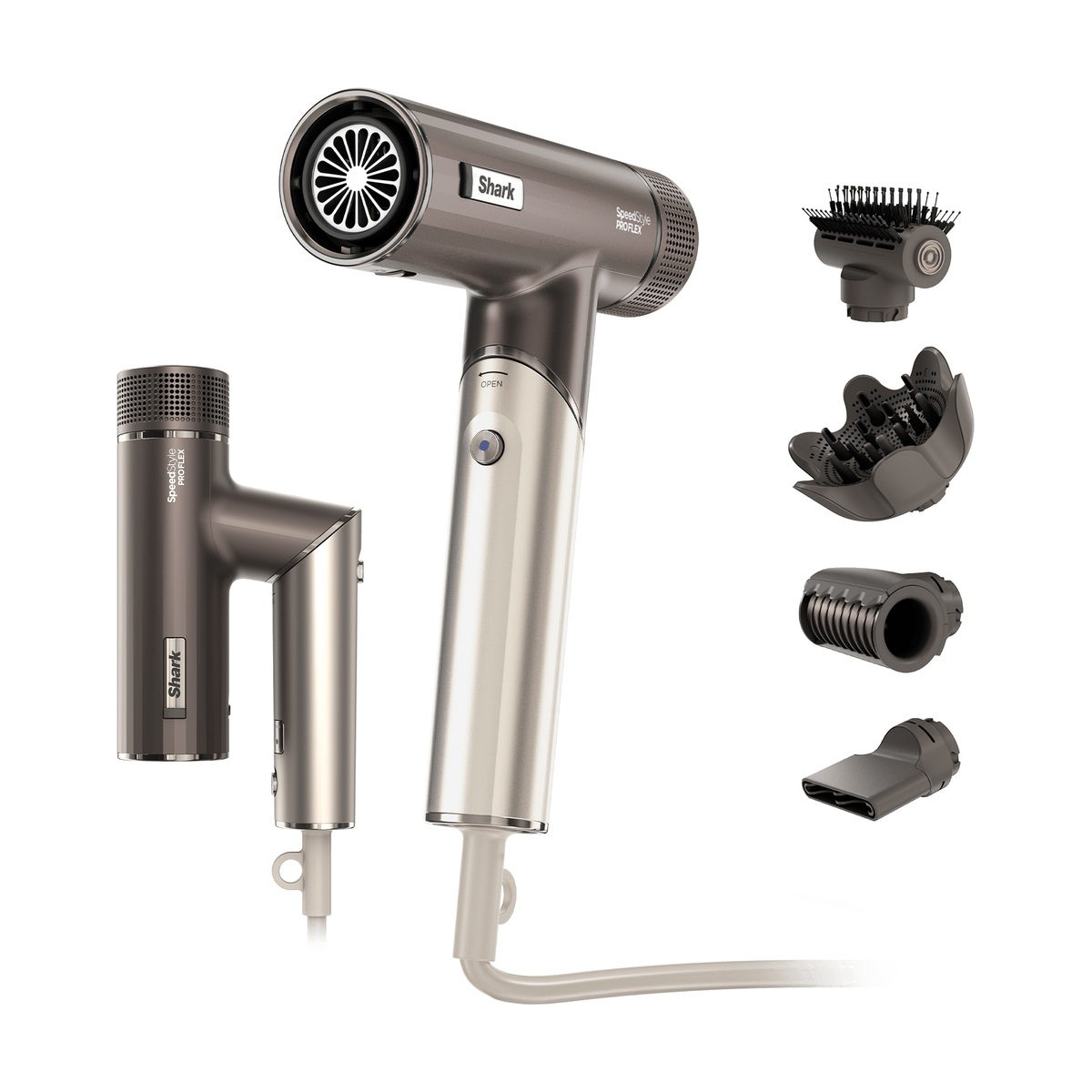 Shark SpeedStyle Pro FLEX HD542EU – Sèche-cheveux pliable 1 700 W, 4 embouts, moka — vue principale