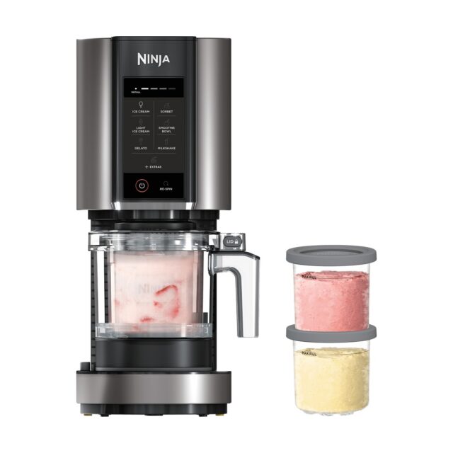 Ninja CREAMi NC302EU – Machine à glaces 7-en-1, 2 pots de 493 ml, gris — vue principale
